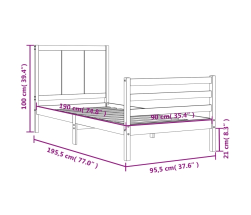 Estructura de cama con cabecero madera maciza