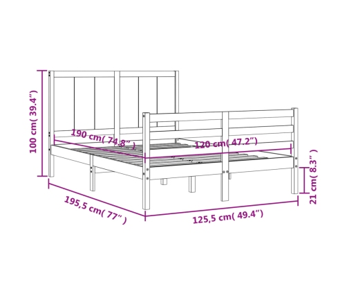 Estructura de cama de matrimonio con cabecero madera maciza