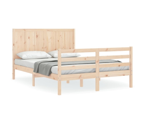 Estructura de cama con cabecero madera maciza 140x190 cm