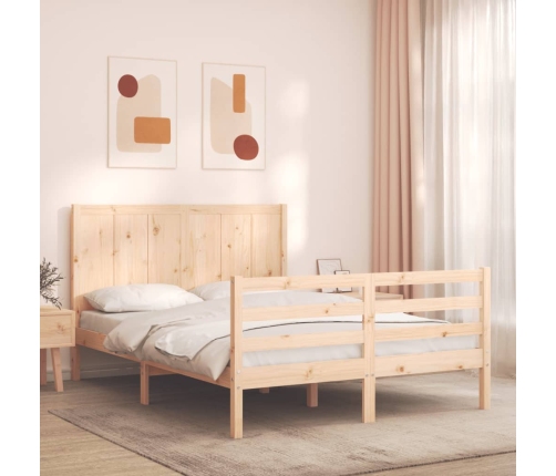 Estructura de cama con cabecero madera maciza 140x190 cm