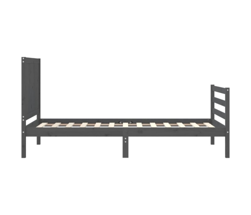 Estructura de cama con cabecero madera maciza gris 90x200 cm