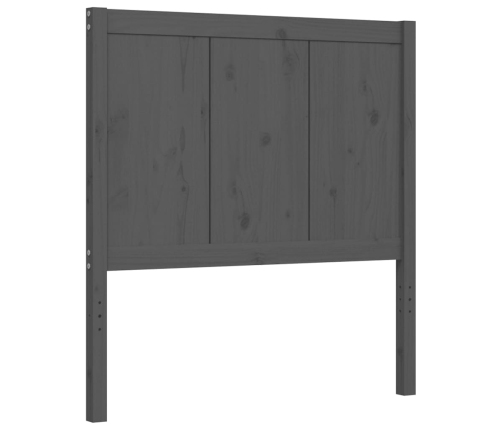 Estructura de cama con cabecero madera maciza gris 90x200 cm