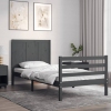 vidaXL Estructura de cama con cabecero madera maciza gris 90x200 cm