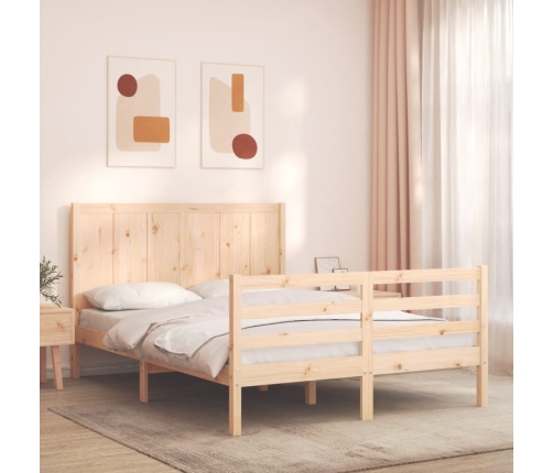 Estructura de cama con cabecero madera maciza 120x200 cm