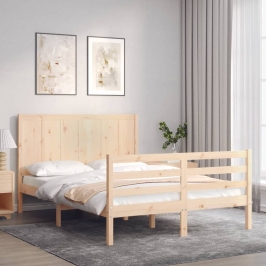 Estructura de cama con cabecero madera maciza 120x200 cm