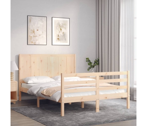 Estructura de cama con cabecero madera maciza 120x200 cm