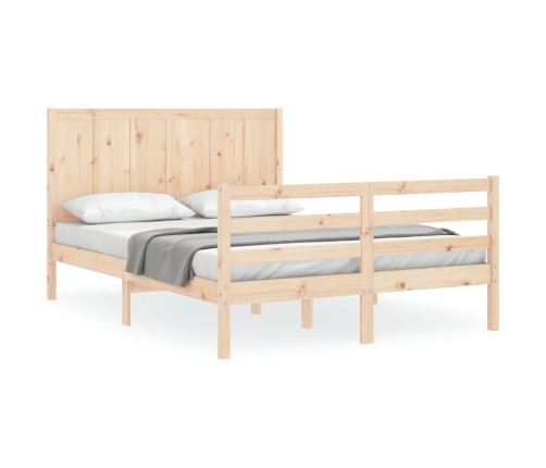 Estructura de cama de matrimonio con cabecero madera maciza