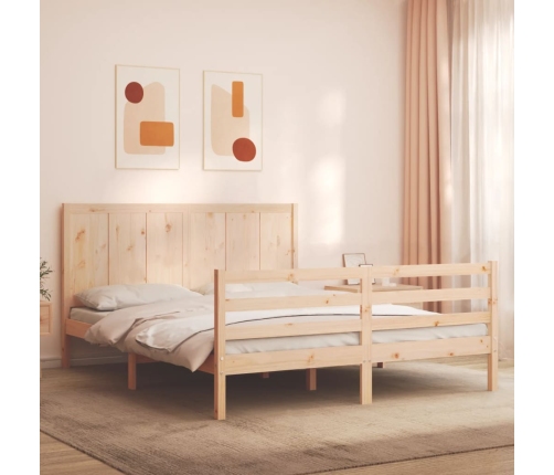 Estructura de cama de matrimonio con cabecero madera maciza