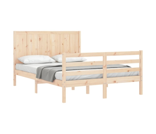 Estructura de cama de matrimonio con cabecero madera maciza