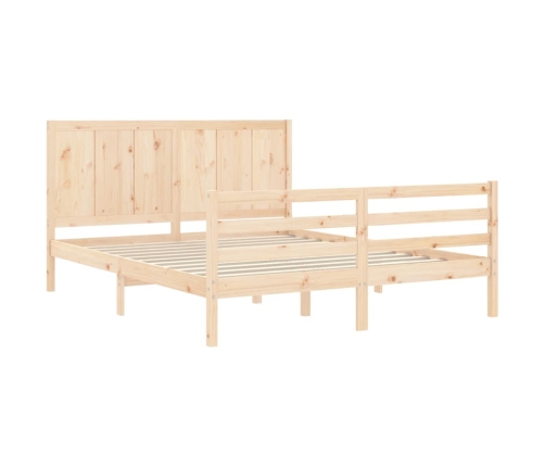 Estructura de cama de matrimonio con cabecero madera maciza