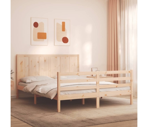 Estructura de cama con cabecero madera maciza 160x200 cm