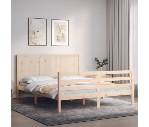 Estructura de cama con cabecero madera maciza 160x200 cm