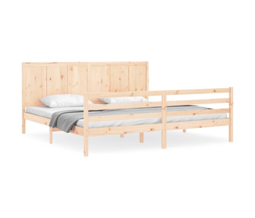 Estructura de cama de matrimonio con cabecero madera maciza