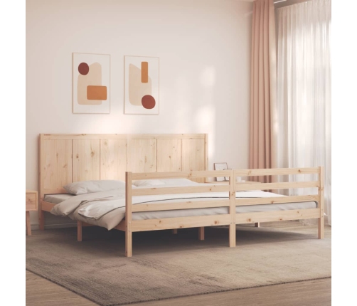 Estructura de cama de matrimonio con cabecero madera maciza