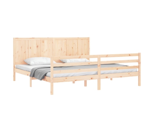 Estructura de cama de matrimonio con cabecero madera maciza