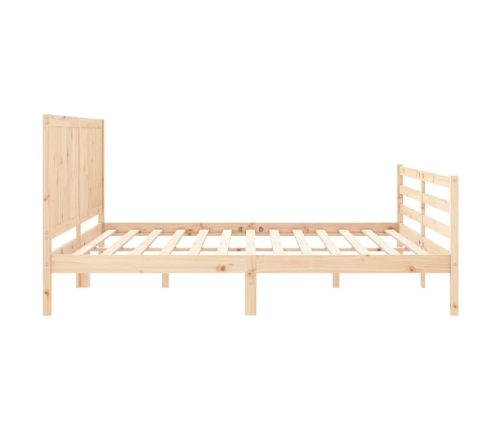 Estructura de cama de matrimonio con cabecero madera maciza