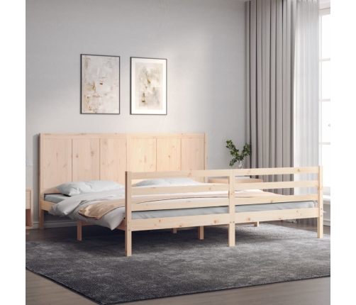 Estructura de cama de matrimonio con cabecero madera maciza