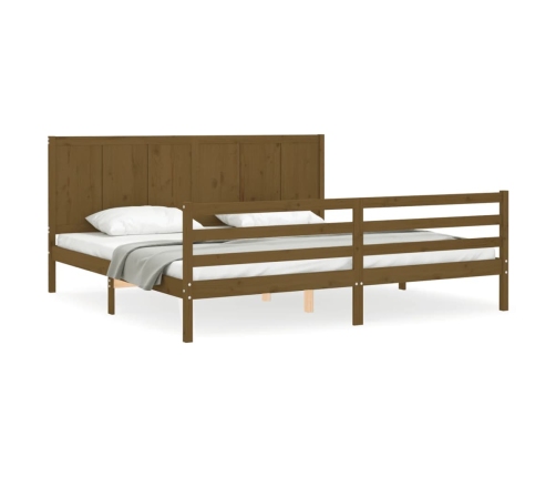 Estructura cama y cabecero madera maciza marrón miel 200x200 cm