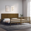 Estructura cama y cabecero madera maciza marrón miel 200x200 cm