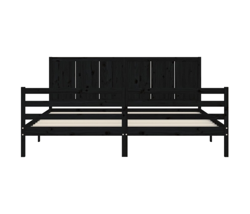 Estructura de cama con cabecero madera maciza negro 200x200 cm