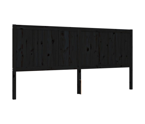 Estructura de cama con cabecero madera maciza negro 200x200 cm