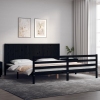 Estructura de cama con cabecero madera maciza negro 200x200 cm