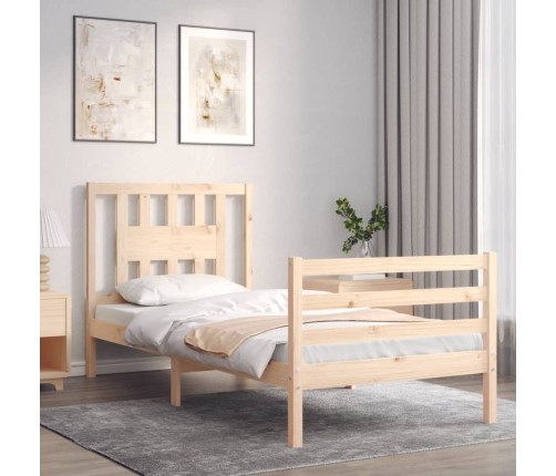 Estructura de cama con cabecero madera maciza