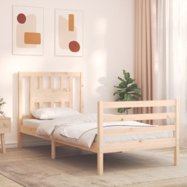 Estructura de cama con cabecero madera maciza