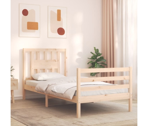 Estructura de cama con cabecero madera maciza