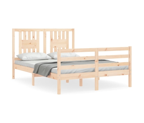 Estructura de cama de matrimonio con cabecero madera maciza