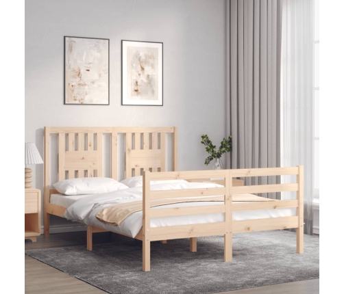 Estructura de cama de matrimonio con cabecero madera maciza