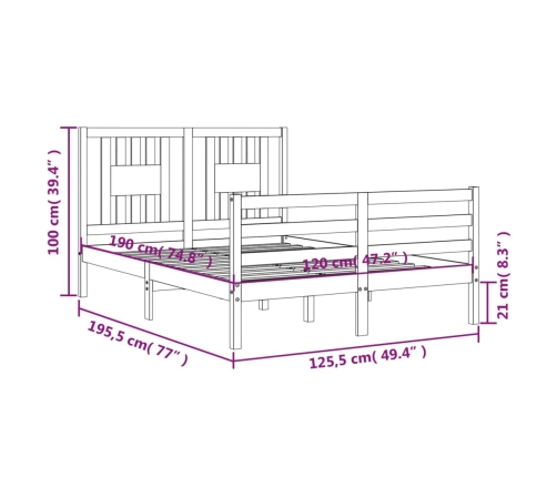 Estructura de cama de matrimonio con cabecero madera maciza