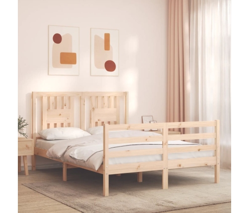 Estructura de cama de matrimonio con cabecero madera maciza