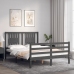 Estructura cama de matrimonio con cabecero madera maciza gris