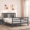 Estructura cama de matrimonio con cabecero madera maciza gris