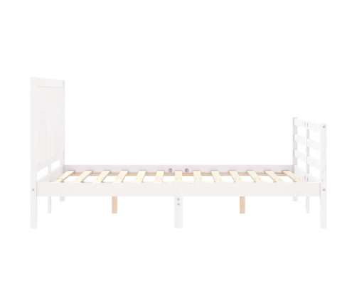 Estructura de cama con cabecero madera maciza blanco 140x190 cm