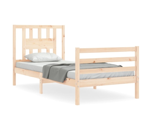 Estructura de cama con cabecero madera maciza 90x200 cm