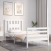 Estructura de cama con cabecero madera maciza blanco 90x200 cm