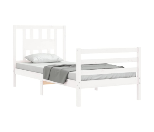 Estructura de cama con cabecero madera maciza blanco 90x200 cm
