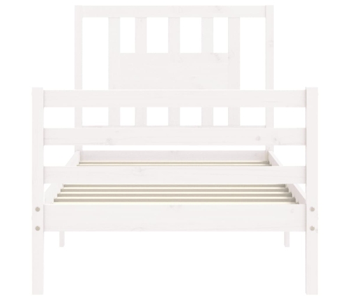 Estructura de cama con cabecero madera maciza blanco 90x200 cm