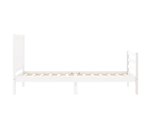 Estructura de cama con cabecero madera maciza blanco 90x200 cm