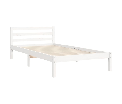 Estructura de cama con cabecero madera maciza blanco 90x200 cm