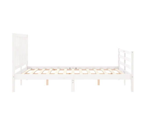 vidaXL Estructura de cama matrimonio con cabecero madera maciza blanco