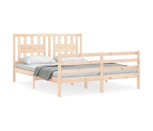 Estructura de cama con cabecero madera maciza 160x200 cm