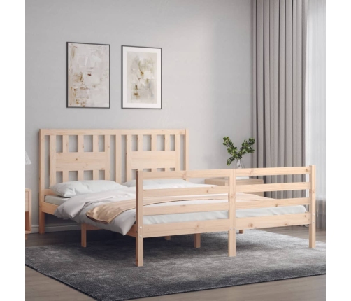 Estructura de cama con cabecero madera maciza 160x200 cm