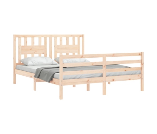 Estructura de cama con cabecero madera maciza 160x200 cm