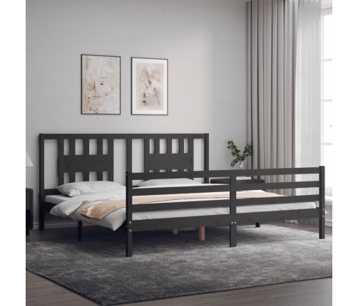 Estructura de cama con cabecero madera maciza gris 200x200 cm