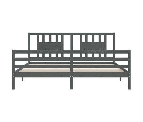 Estructura de cama con cabecero madera maciza gris 200x200 cm