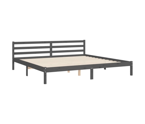 Estructura de cama con cabecero madera maciza gris 200x200 cm