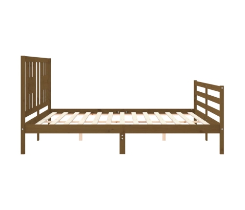 Estructura cama y cabecero madera maciza marrón miel 200x200 cm